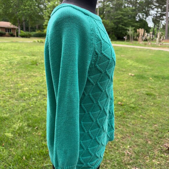 Croft & Barrow Women's Green Textured Knit Sweater Size XL Pullover Lightweight - Picture 5 of 11